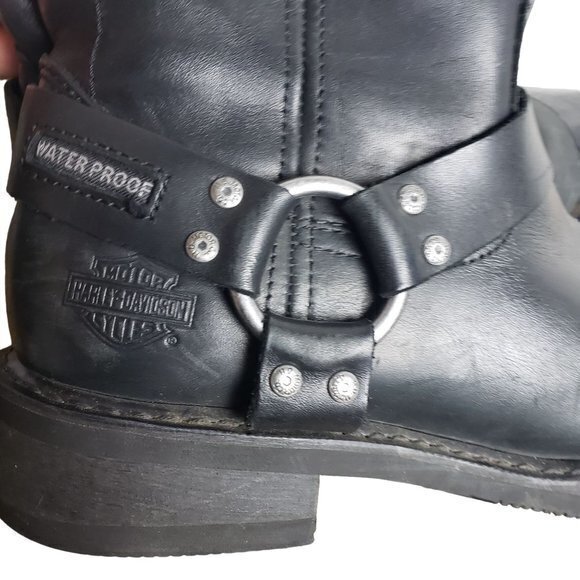 HARLEY DAVIDSON Mens Size 9.5 M Black Hustin Waterproof Motorcycle Riding Boots - Picture 15 of 15